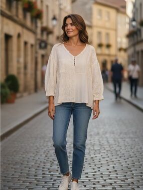 POL White Embroidered Tank Top